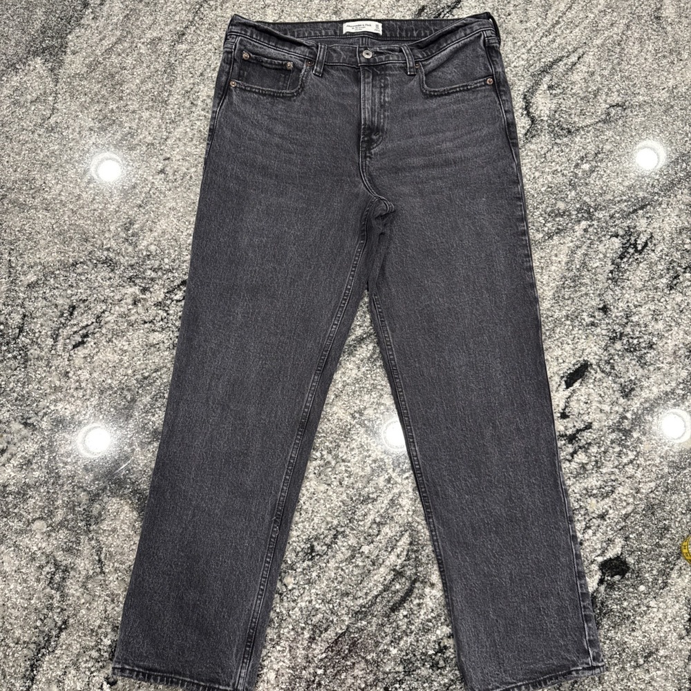 Abercrombie Fitch Jeans Mens 32x30 Black 90s Straight‎ Mid Rise #981